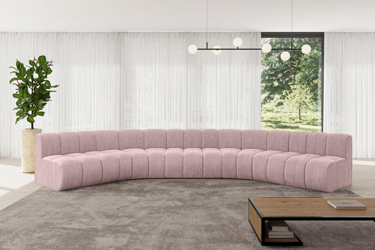 WOHNLANDSCHAFT modulares Sofa Montra-U1 - 490x174x70 cm Rosa - Rosa, Holzwerkstoff/Textil (490/70/174cm) - ALTDECOR