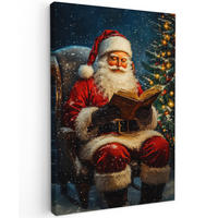 LEINWANDBILD Weihnachtsmann - Weihnachten - Winter - Weihnachtsbaum 40x60 cm - Bordeaux, Textil (40/60cm) - MuchoWow