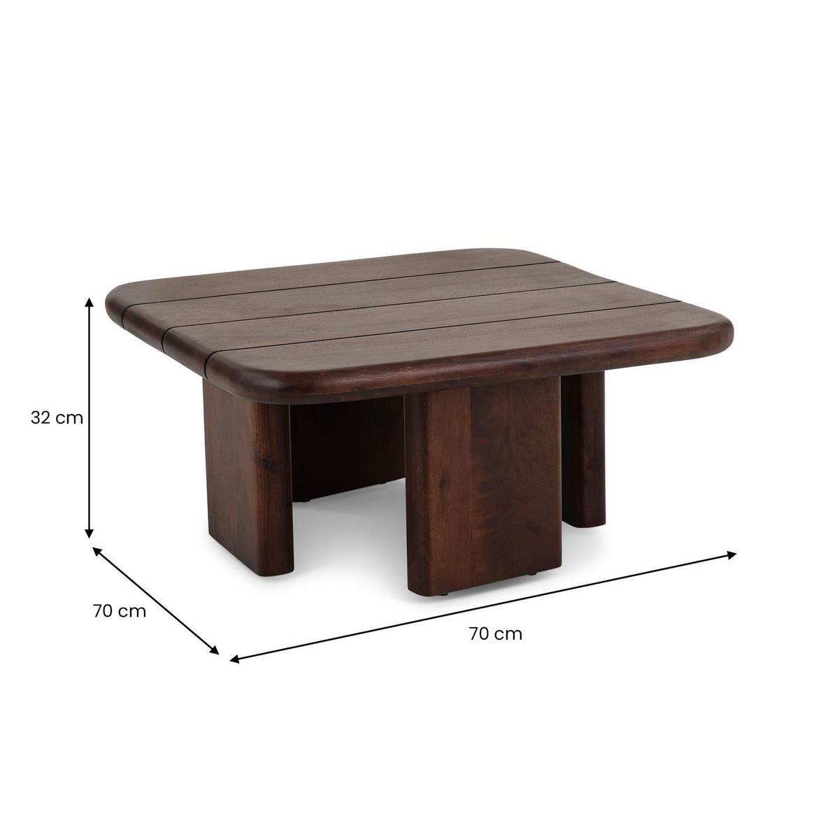 COUCHTISCH YAMA dunkelbraun - Dunkelbraun, Holz (70/70/33cm) - IDIMEX