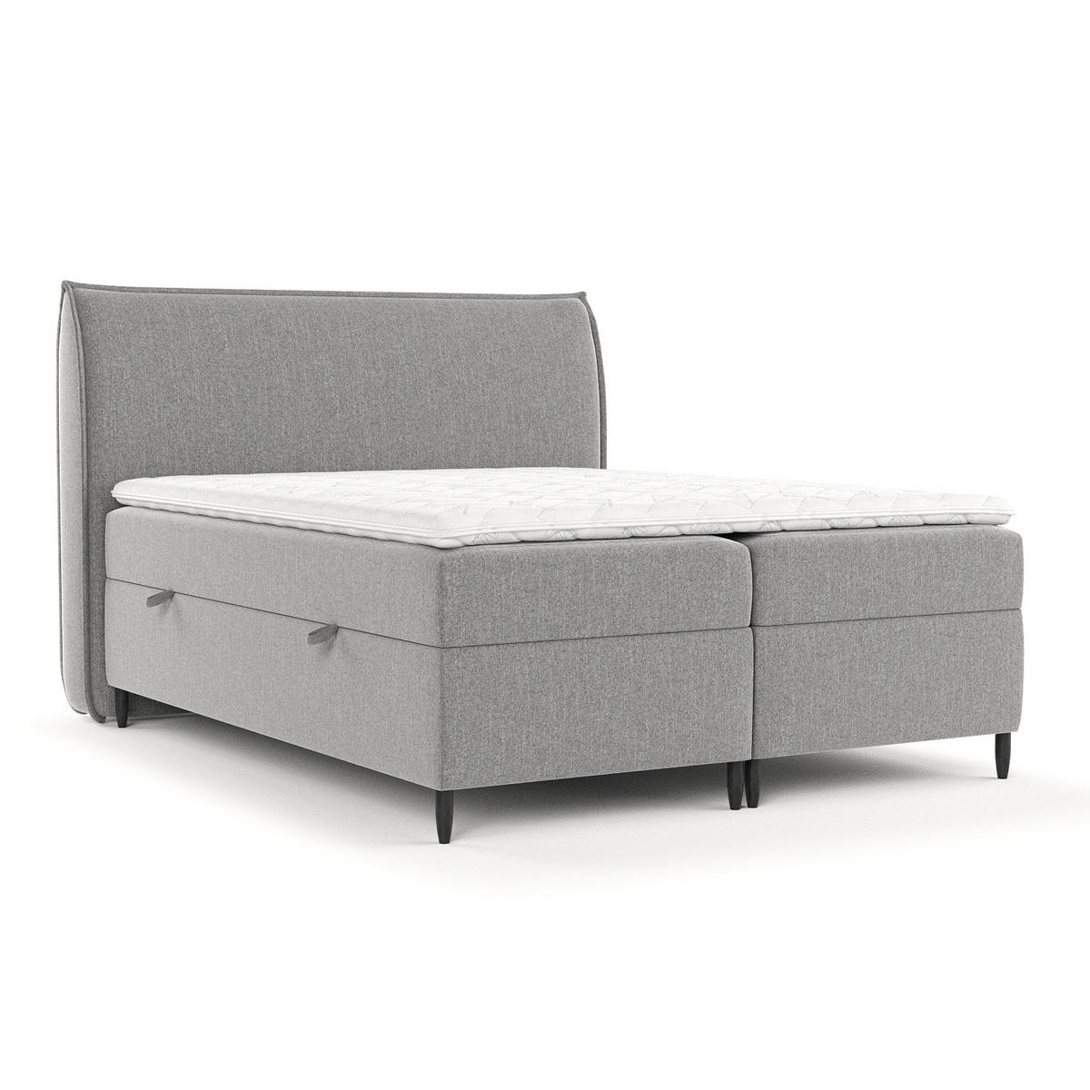 BOXBETT Corvus Grau 160/200 cm mit Taschenmatratze und Topper - Schwarz/Grau, Holz/Holzwerkstoff (160/200cm) - Maison de Reve