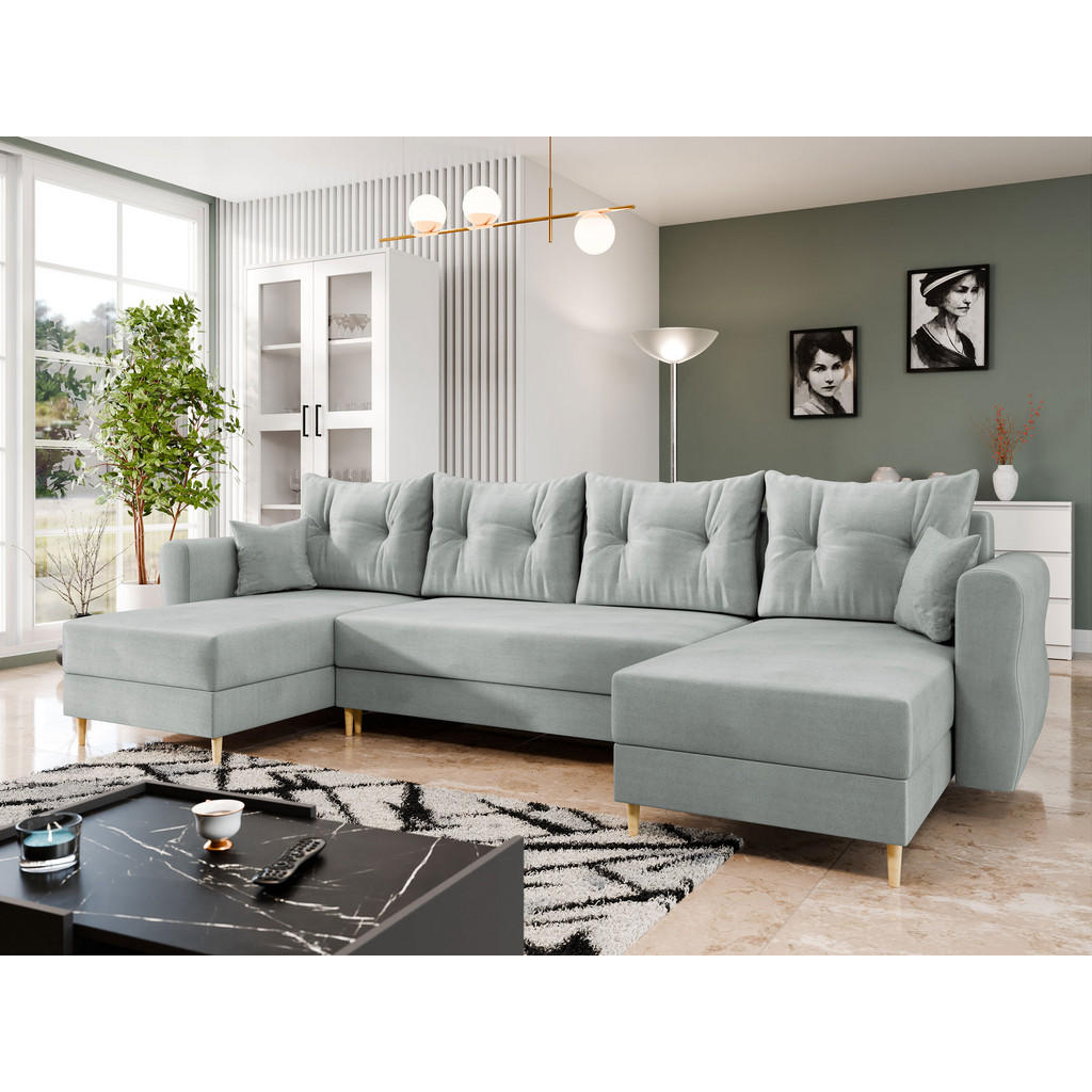 Thumbnail - Mirjan24 Wohnlandschaft, Hellgrau, Textil, 7-Sitzer, U-Form,Rechteckig, 310x85x138 cm, Wohnzimmer, Sofas & Couches, Wohn...
