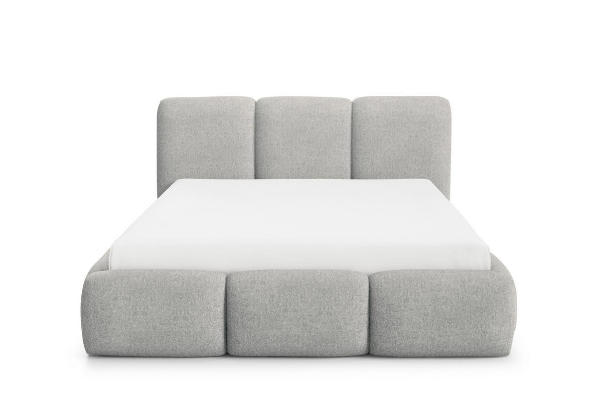 POLSTERBETT BOVA 180x200 cm mit Bettkasten,Lattenrost,Doppelbett,Boxspringbett-Optik-Hellgrau - Hellgrau, Holz (180/200cm) - Furnistar