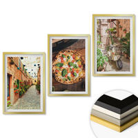 WANDBILDER 3er Set - 40x60 cm Goldrahmen - Charmante Straßen mit Pizza - Goldfarben, Kunststoff (40/60cm) - ArtPrintCave