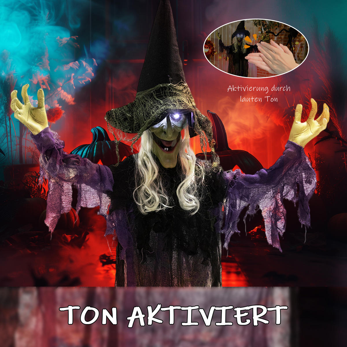 HALLOWEEN-DEKORATION Stahl Polyester Violett - Violett, Textil (15/183/80cm) - Outsunny