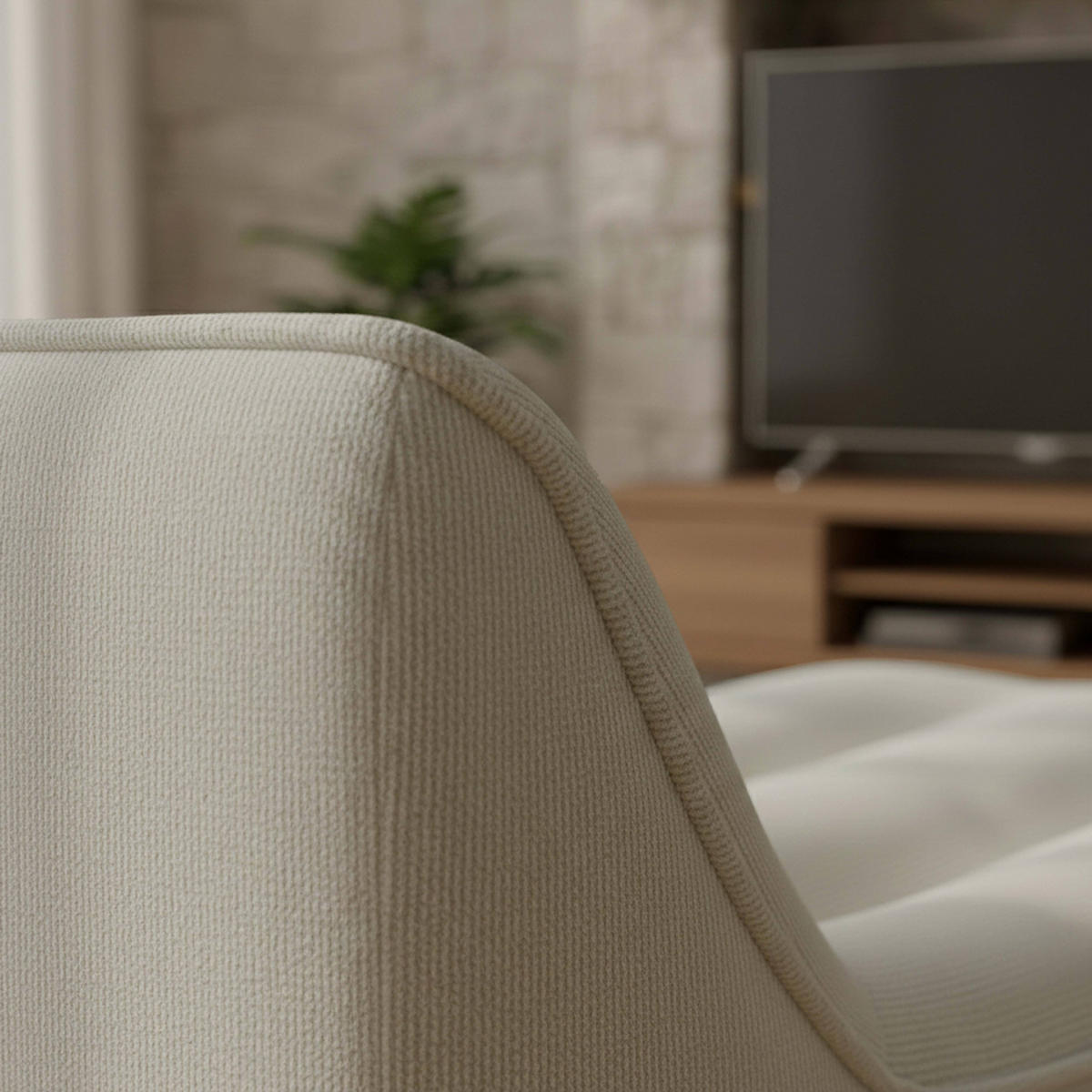 CHAISELONGUE, Ekru - Weiß, Textil (165/70/80cm) - Oviala