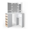 ECKSCHMINKTISCH Arielle Weiß/Sonoma 110 cm mit LED Beleuchtung - Weiß/Sonoma Eiche, Holzwerkstoff (110/141.5/54cm) - Vicco