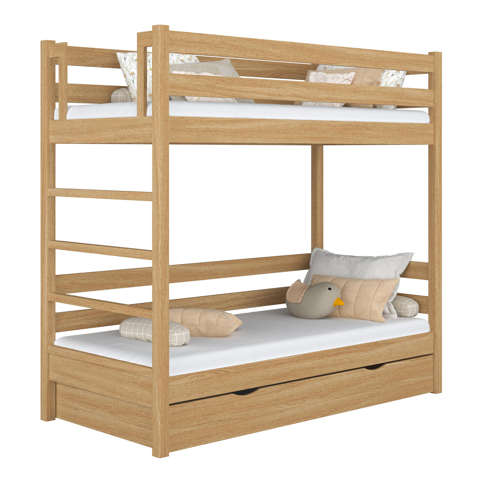 ETAGENBETT N03 mit Schublade Eiche Natur 80/200 - Eiche Artisan, Naturmaterialien/Holz (80/200cm) - N-Wood