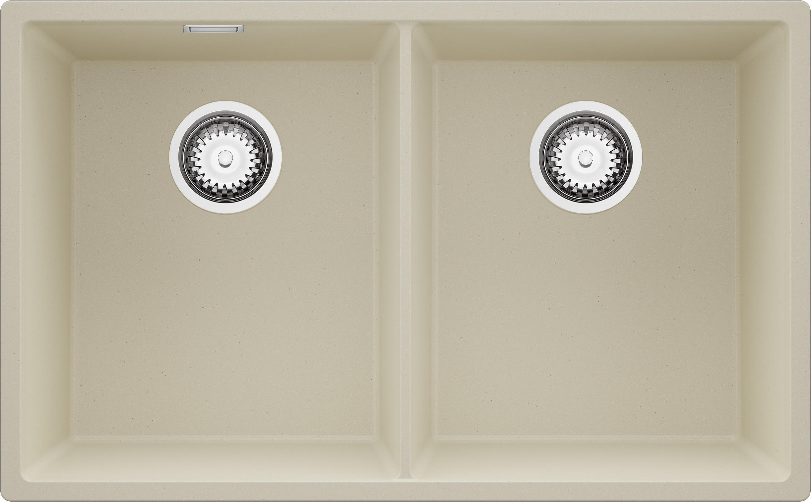 SPÜLBECKEN London Slim Twin, 2-er set Beige 76/47 cm 2 Becken + Ablauf-Set ab 80er Unterschrank - Chromfarben/Beige, Kunststoff (76/20/47cm) - Primagran