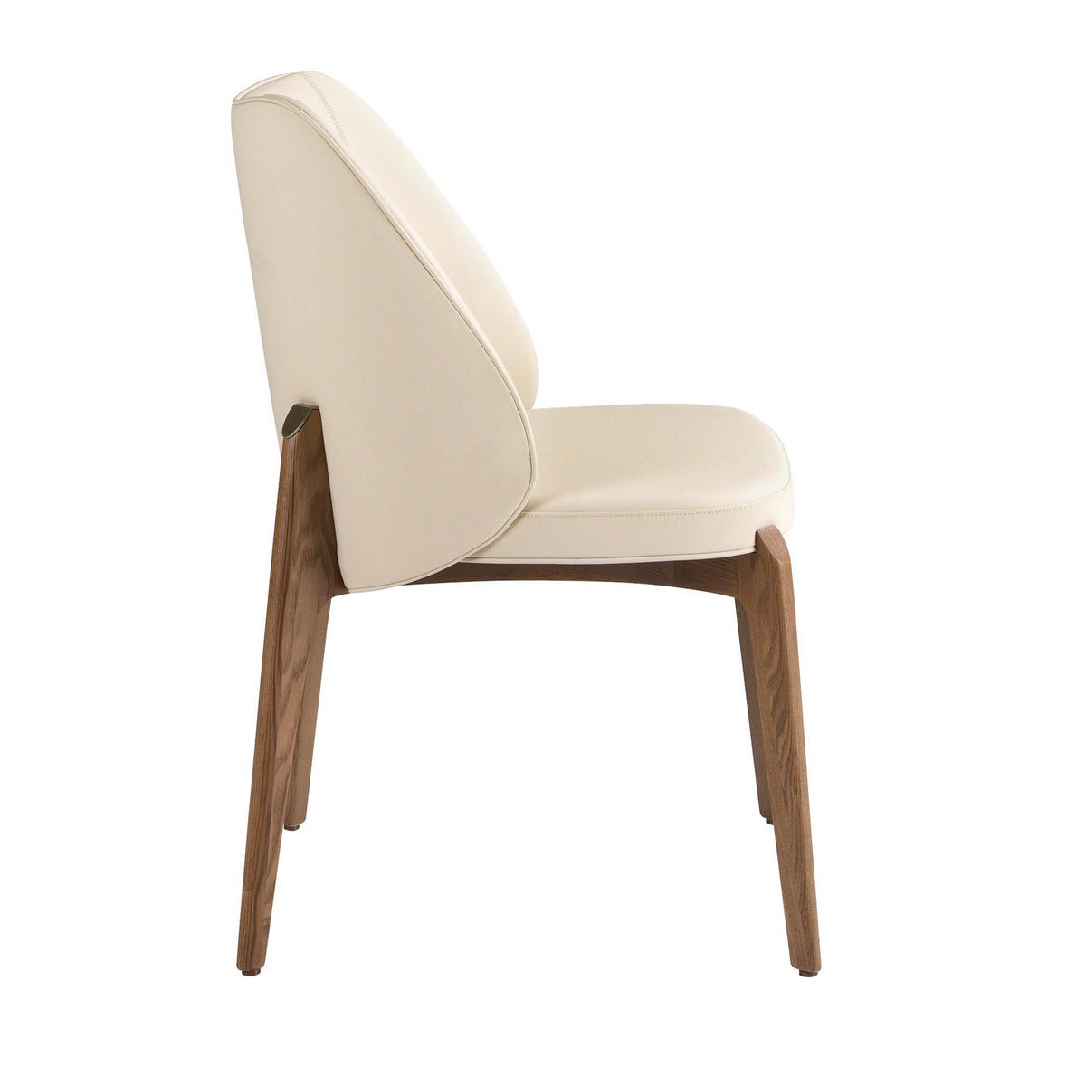 STUHL Stuhl aus cremefarbenem Kunstleder 49/58/80 cm - Beige/Walnussfarben, Leder/Holz (49/80/58cm) - ANGEL CERDA