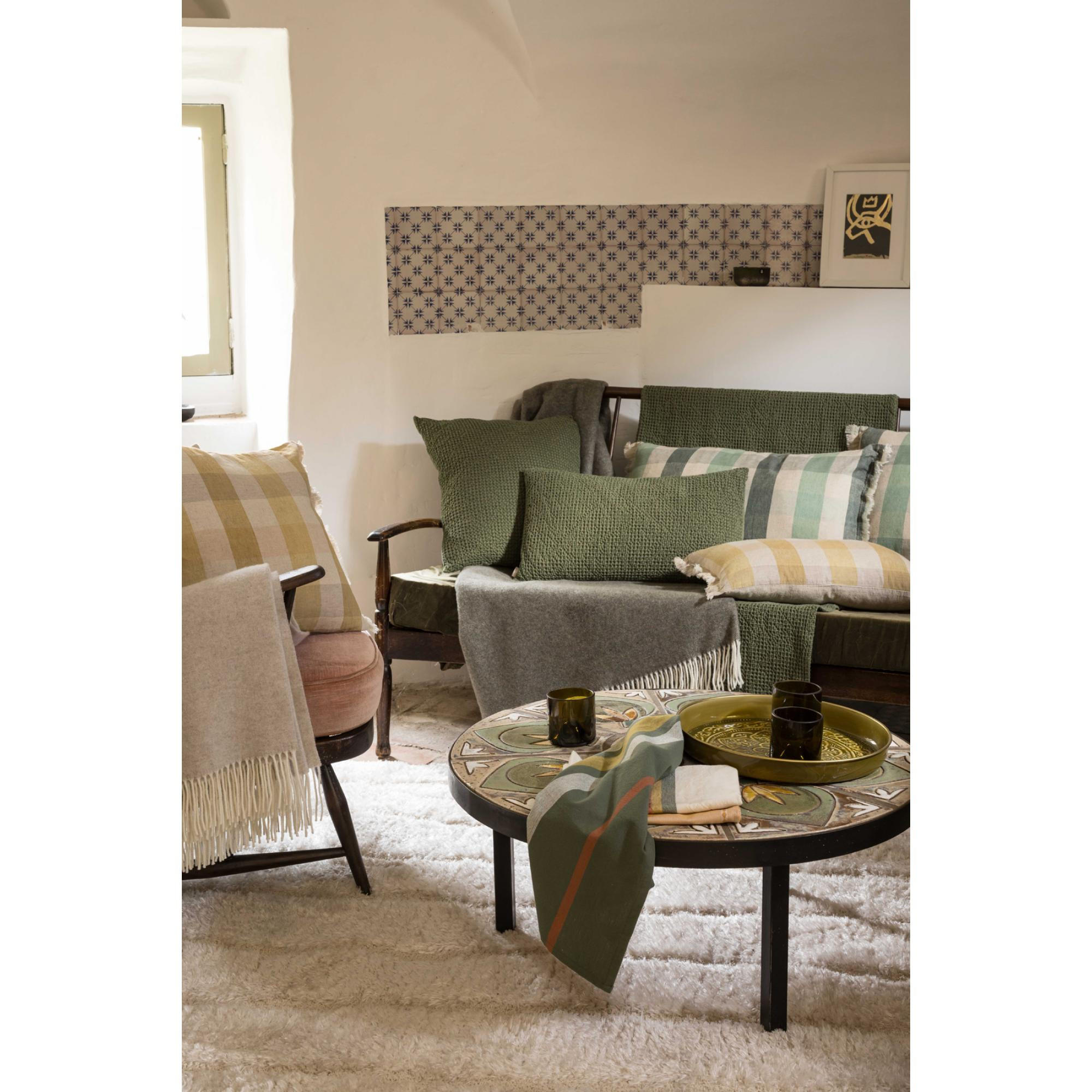 RECYCELTE DECKE Maia eukalyptus 180 x 260 cm - Olivgrün, Textil (180/260cm) - Vivaraise