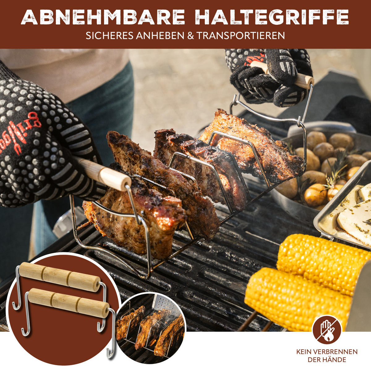 RIPPCHENHALTER 2in1 2er Set, Edelstahl - Edelstahlfarben, Metall (12/8/28cm) - bremermann