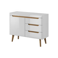KOMMODE Nodis Weißer Glanz, Kombikommode - Weiß/Braun, Holzwerkstoff (107/83/40cm) - Bettso