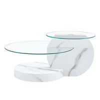 COUCHTISCH DE-145 Zweischichtig Marmoroptik Weiß - Weiß, Holzwerkstoff (70/90/44cm) - ComfortXL