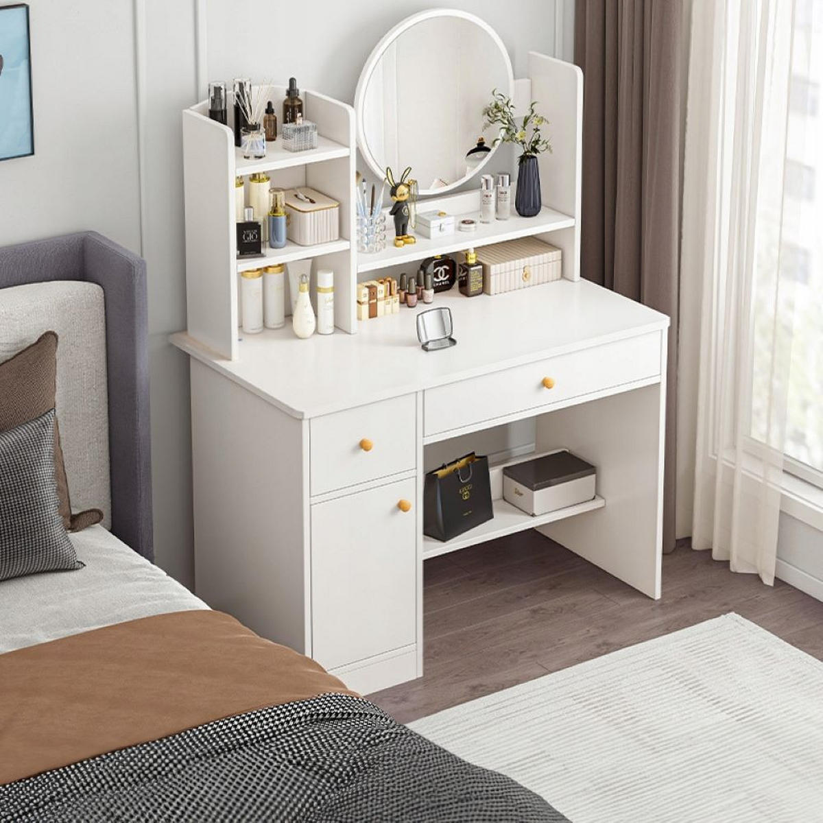 SCHMINKTISCH, weiß 80/34/125 cm - Weiß, Kunststoff (34/125/80cm) - Rebiko