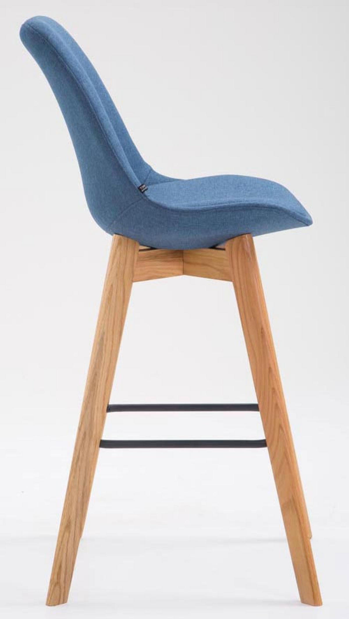BARHOCKER 2 Stoff Blau - Blau/Eukalyptusholzfarben, Holz/Textil (48/112/56cm) - CLP