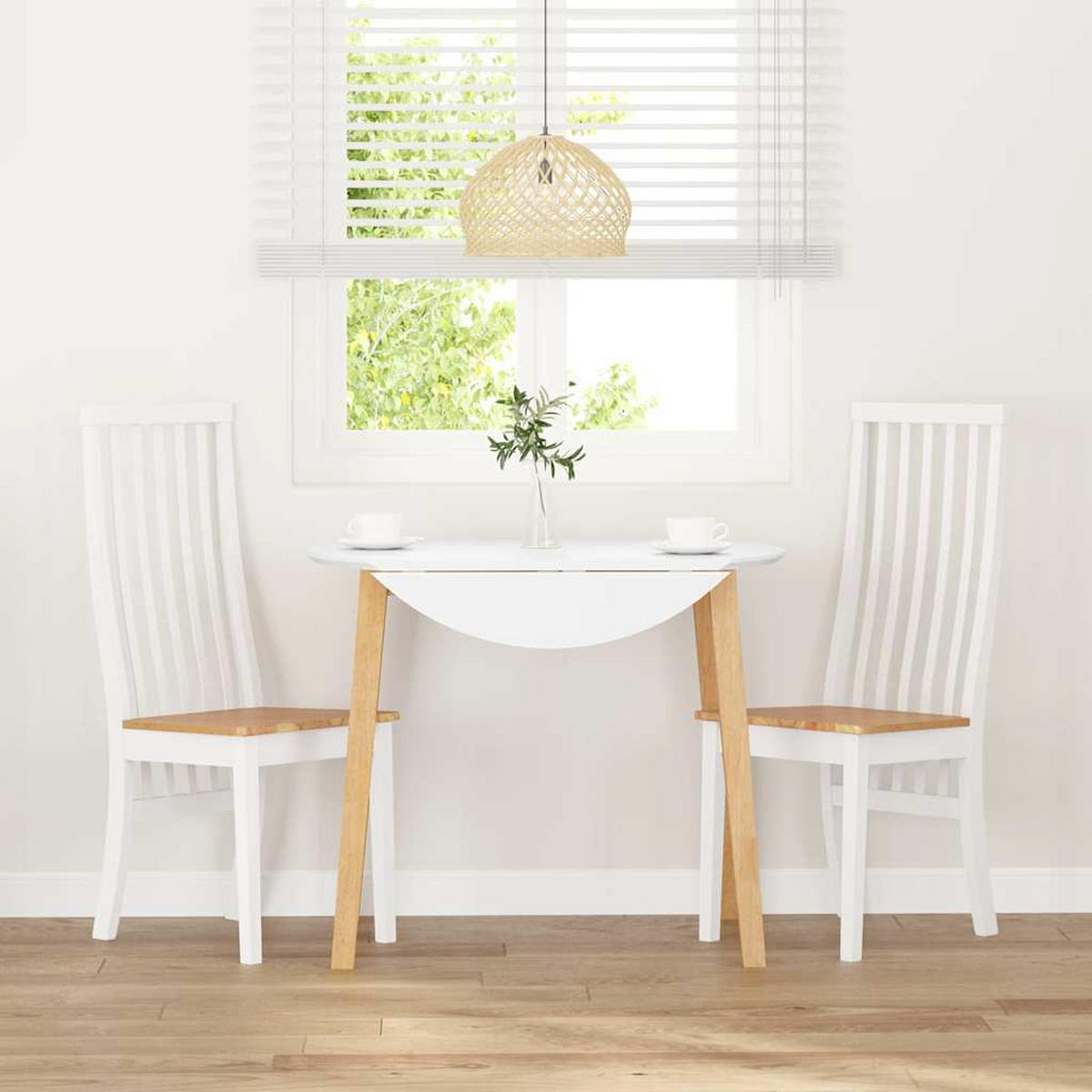 ESSZIMMERSTÜHLE 2 Stk. Weiß Massivholz Gummibaum 41*48.5*101cm - Weiß/Braun, Holz (41/101/48.5cm) - ZMH