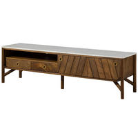 TV-BOARD Mango 180x45x50 braun geölt / echter Marmor LOS ANGELES #02 - Braun, Holz (45/50/180cm) - Massivmoebel24