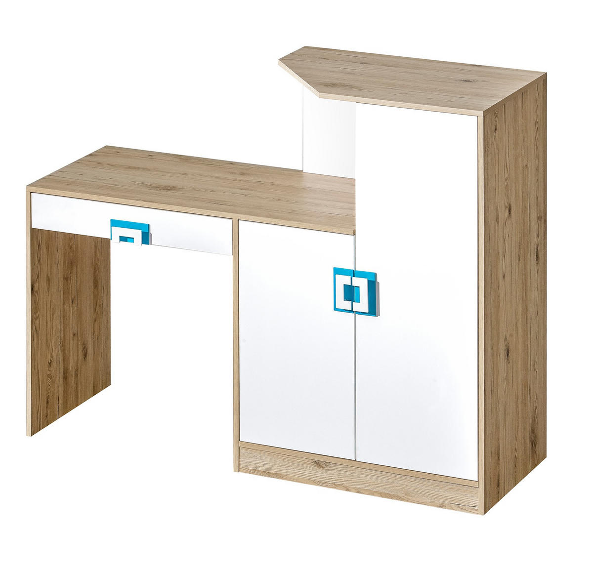 JUGENDZIMMER-SET Nico 4-teilig Eiche hell / Weiß-Farbapplikation Eiche hell 390 / 50 / 190 cm - Hellbraun/Eichefarben, Holz/Holzwerkstoff (390/190/50cm) - Feldmann-Wohnen
