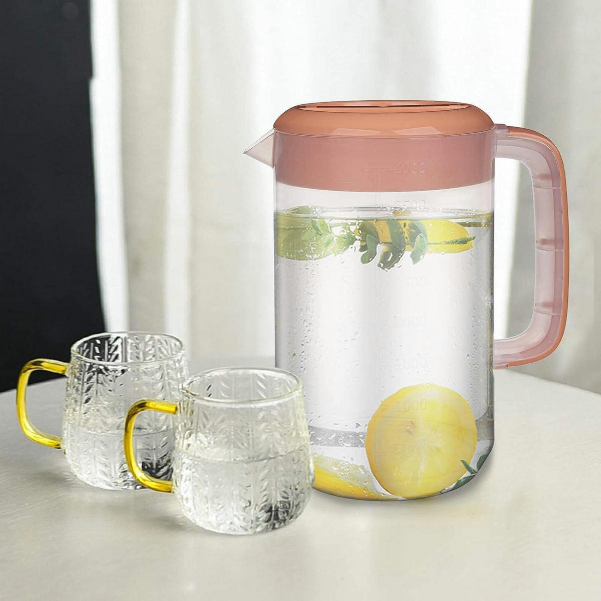 KRUG 2er Set Kunststoff 4 Liter mit Griff und Messskala - Transparent, Kunststoff (16.5/16.5cm)
