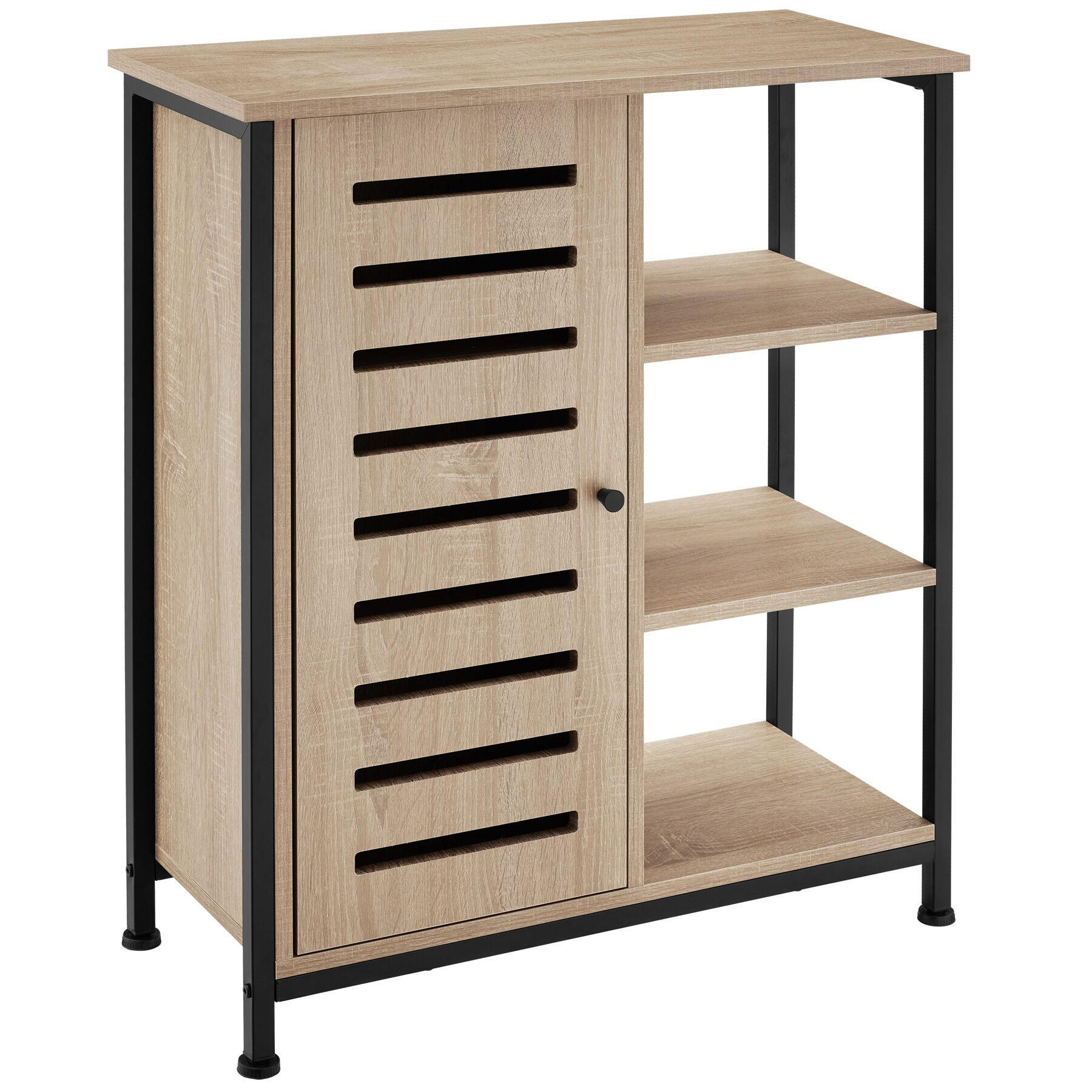 SIDEBOARD ,mit höhenverstellbaren Kunststofffüßen, 70 x 32 x 82 cm,Industrial Holz hell, Eiche Sonoma - Naturfarben, Holzwerkstoff (32/82/71cm) - tectake