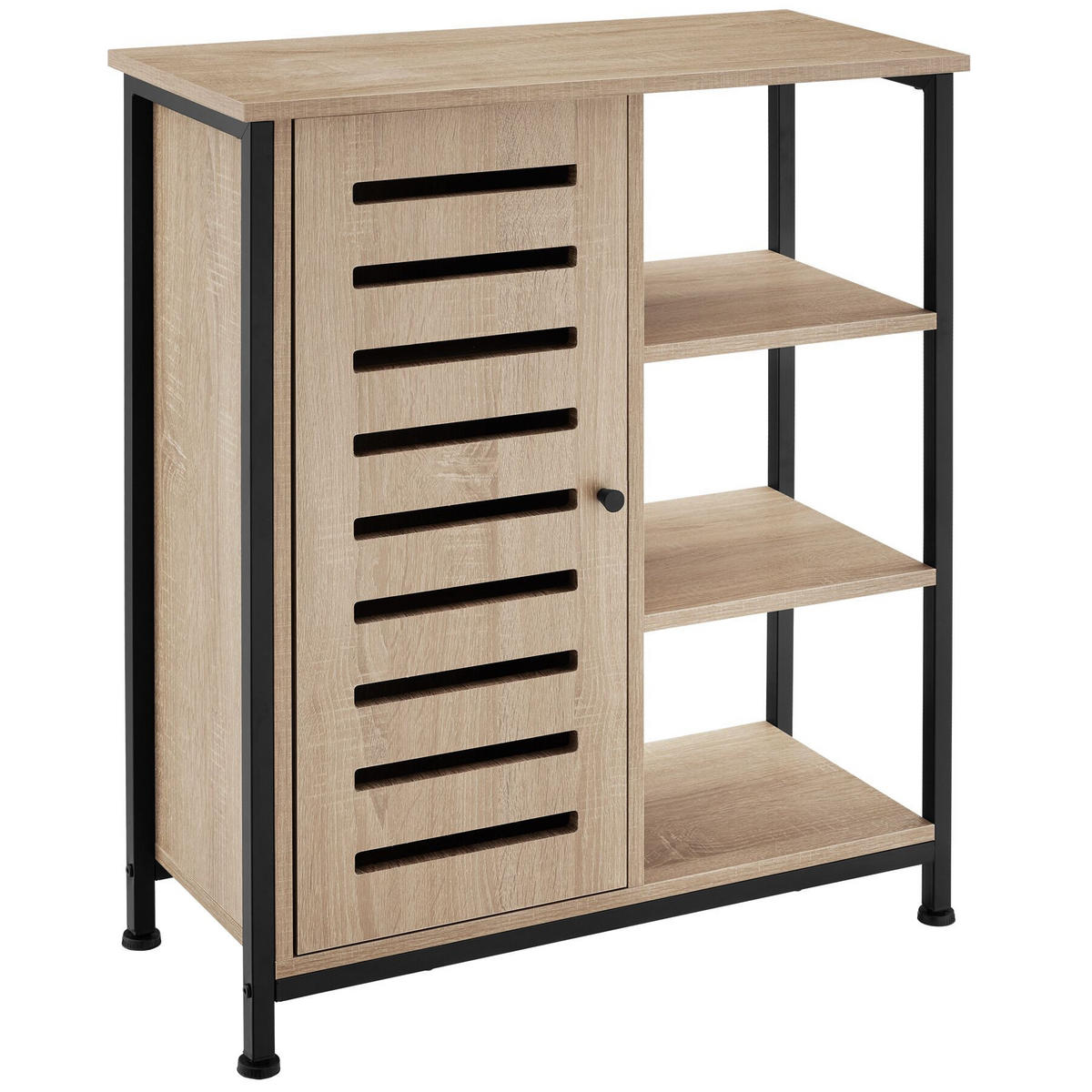 SIDEBOARD ,mit höhenverstellbaren Kunststofffüßen, 70 x 32 x 82 cm,Industrial Holz hell, Eiche Sonoma - Naturfarben, Holzwerkstoff (32/82/71cm) - tectake