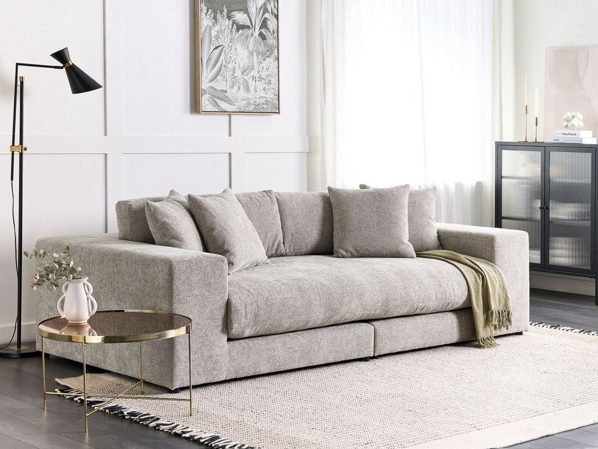 3-SITZER-SOFA taupe mit Kissen Glorvika - Beige, Textil (240/58/120cm) - Beliani