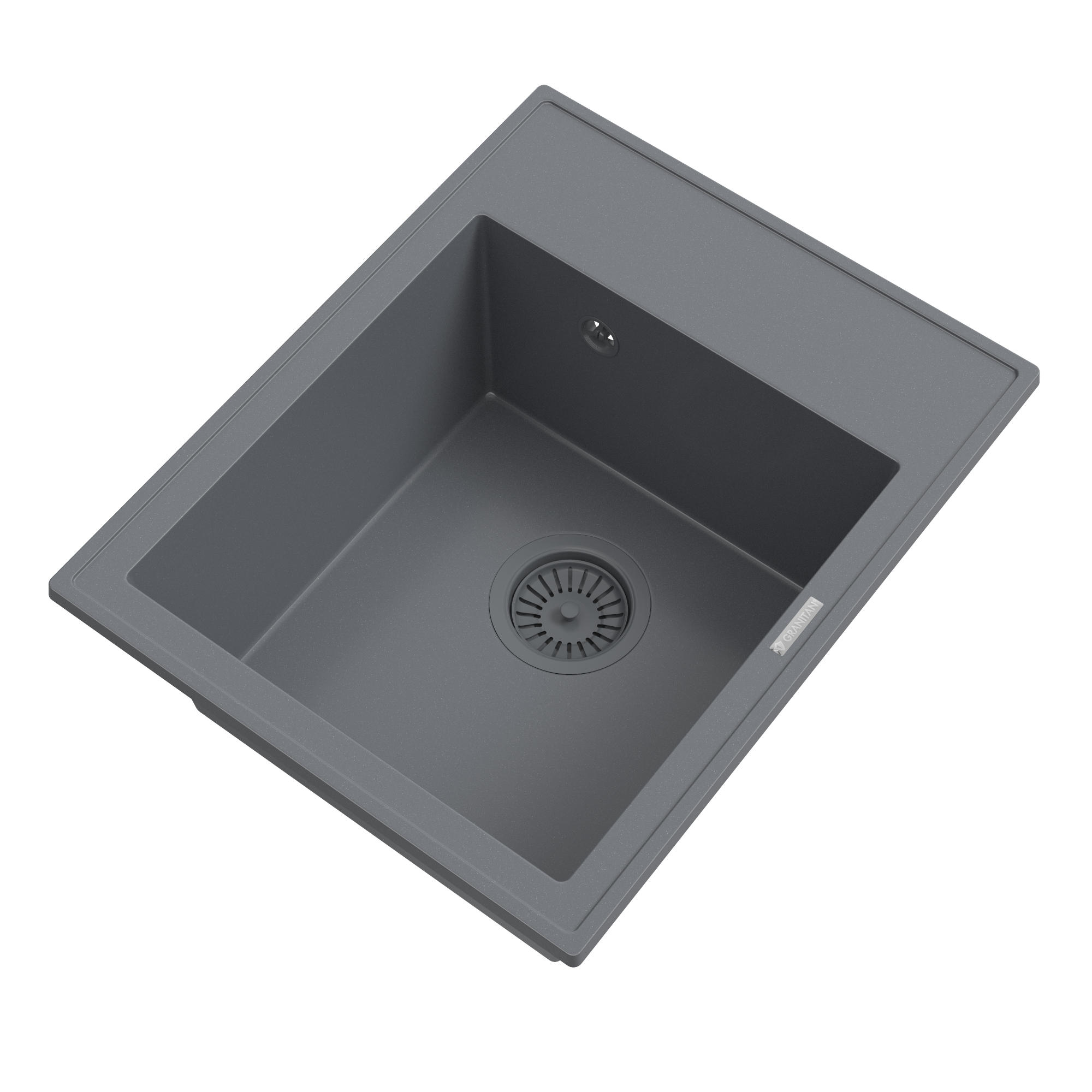 GRANITSPÜLE Nero mit Batterie und Siphon - Grau, Kunststoff/Stein (40/20/50cm) - Granitan