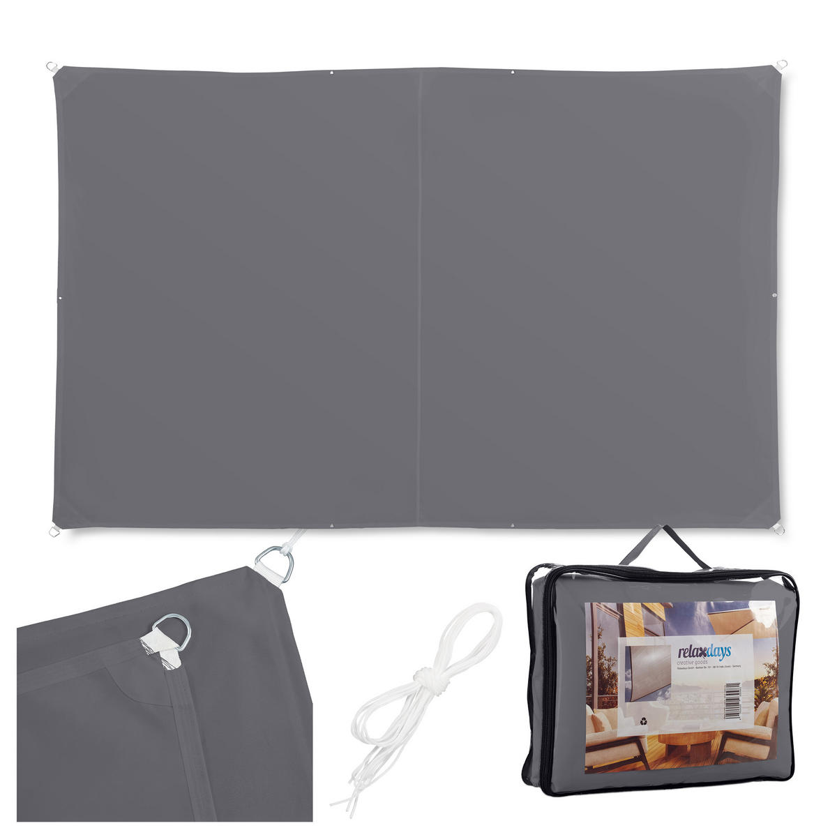 SJENA - antracit, tekstil/metal (600/400cm) - Relaxdays