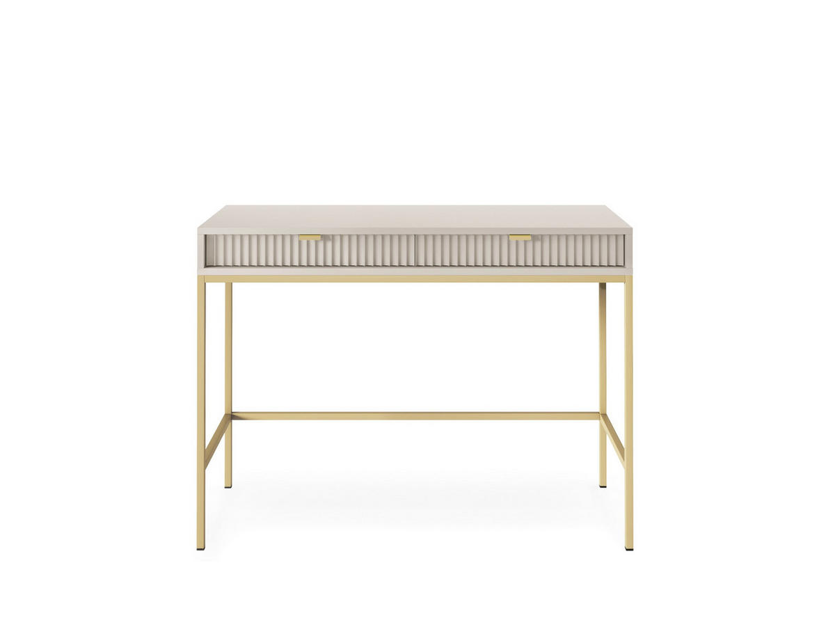 SCHMINKTISCH Nova Kaschmir, Golden Beine, Konsoletisch mit Schubladen - Kaschmir/Goldfarben, Holzwerkstoff/Metall (50/104/78cm) - Bettso