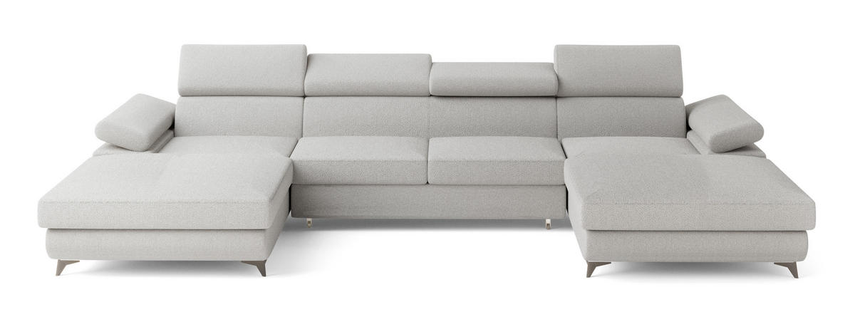 ROHOVÁ SEDAČKA DETTI světle šedá - černá/světle šedá, kov/dřevo (339/190cm) - MASSENO