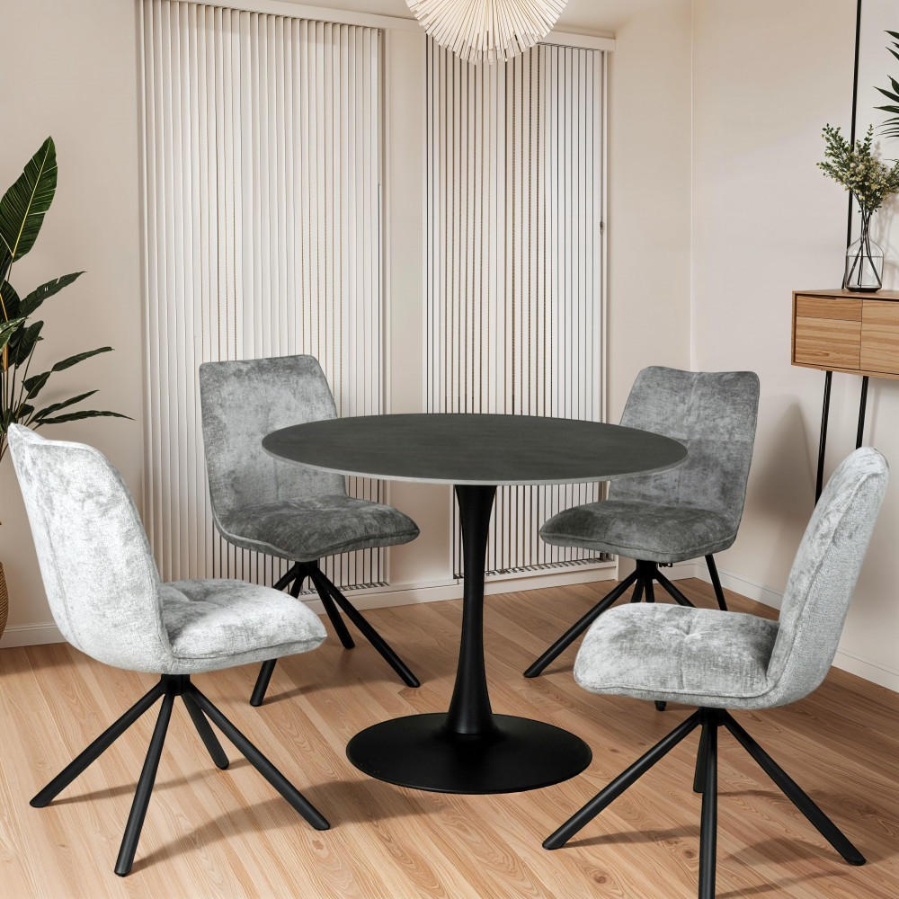 ESSTISCH aus Kunstein/ 4-5 Personen, D.100 cm, schwarz - Schwarz, Stein (100/100/77cm) - Weber Industries