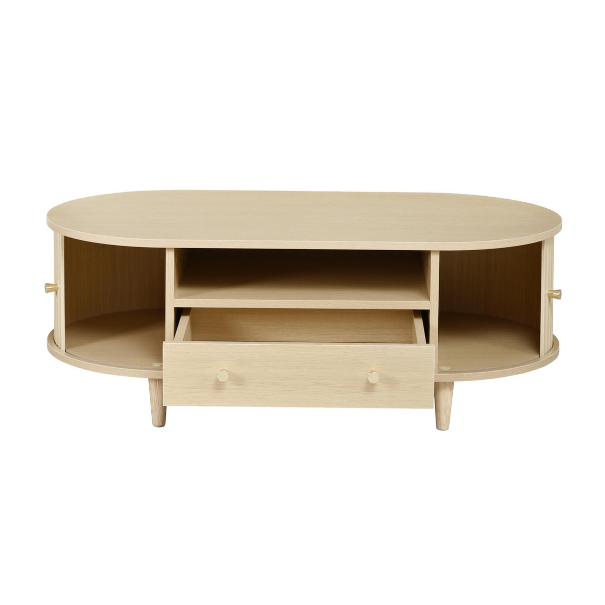 COUCHTISCH 100/50/36 cm holzfarben aus MDF mit Schublade und Rolltür - Eichefarben, Holzwerkstoff (100/50/36cm) - OKWISH