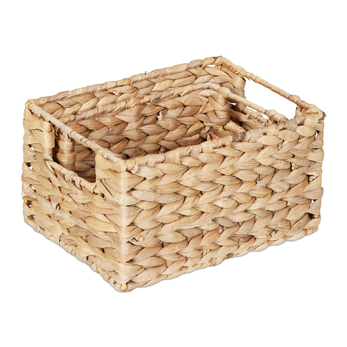 2-TLG.AUFBEWAHRUNGSKORB-SET - Hellbraun, Textil/Metall (20.5/15.5/11.5cm) - Relaxdays