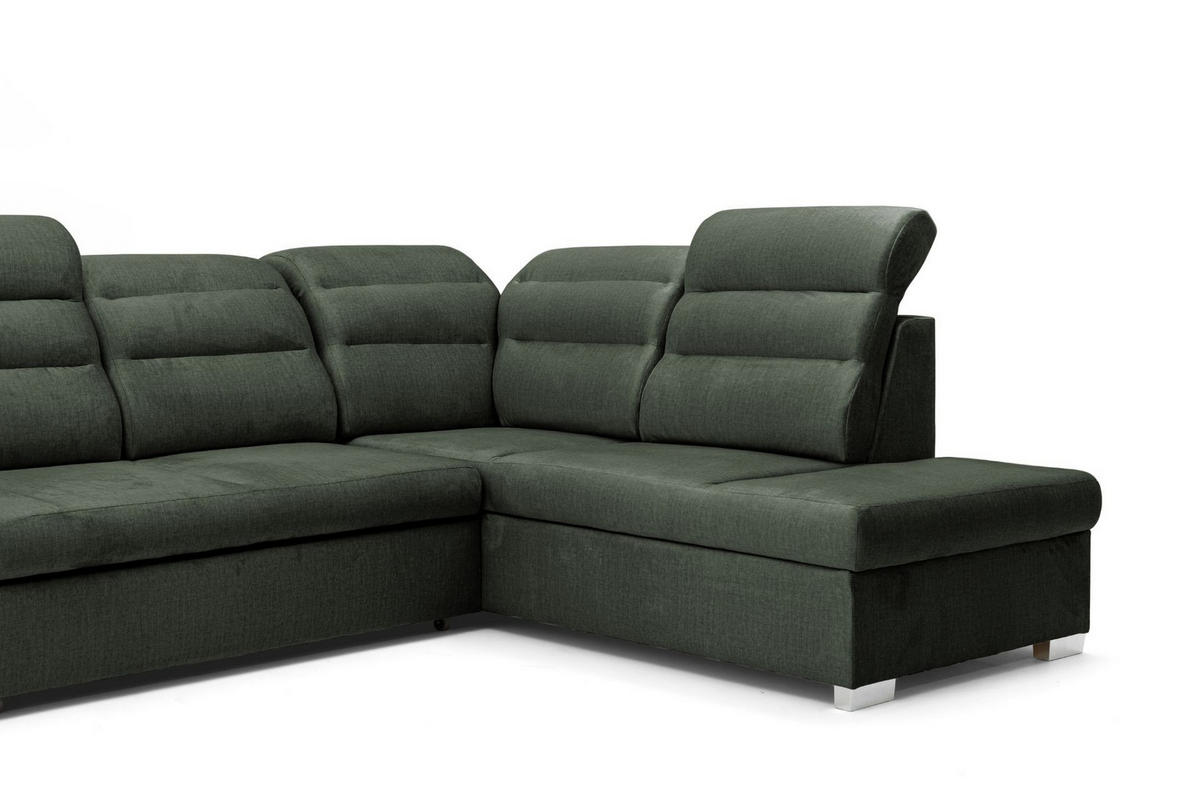 ECKSOFA U-Form CLOUD U Rechts mit Schlaffunktion 120x252 Velours Dunkelgrün - Dunkelgrün/Silberfarben, Holz/Kunststoff (202/103/320cm) - Muffo