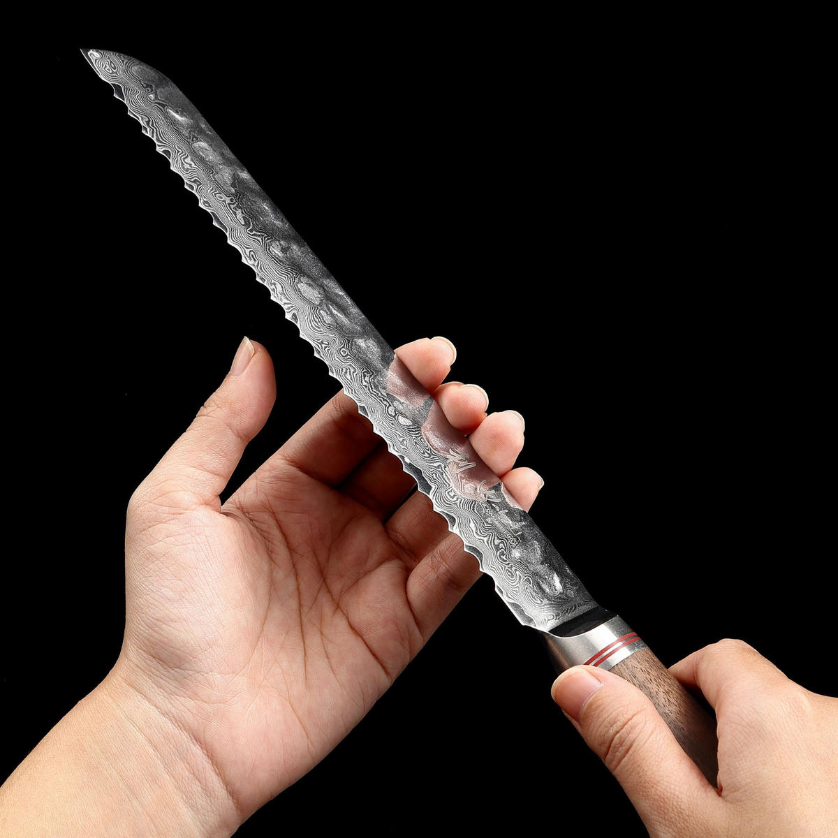 BROTMESSER 20 cm - Nussbaumfarben, Holz/Metall (34cm) - Wakoli