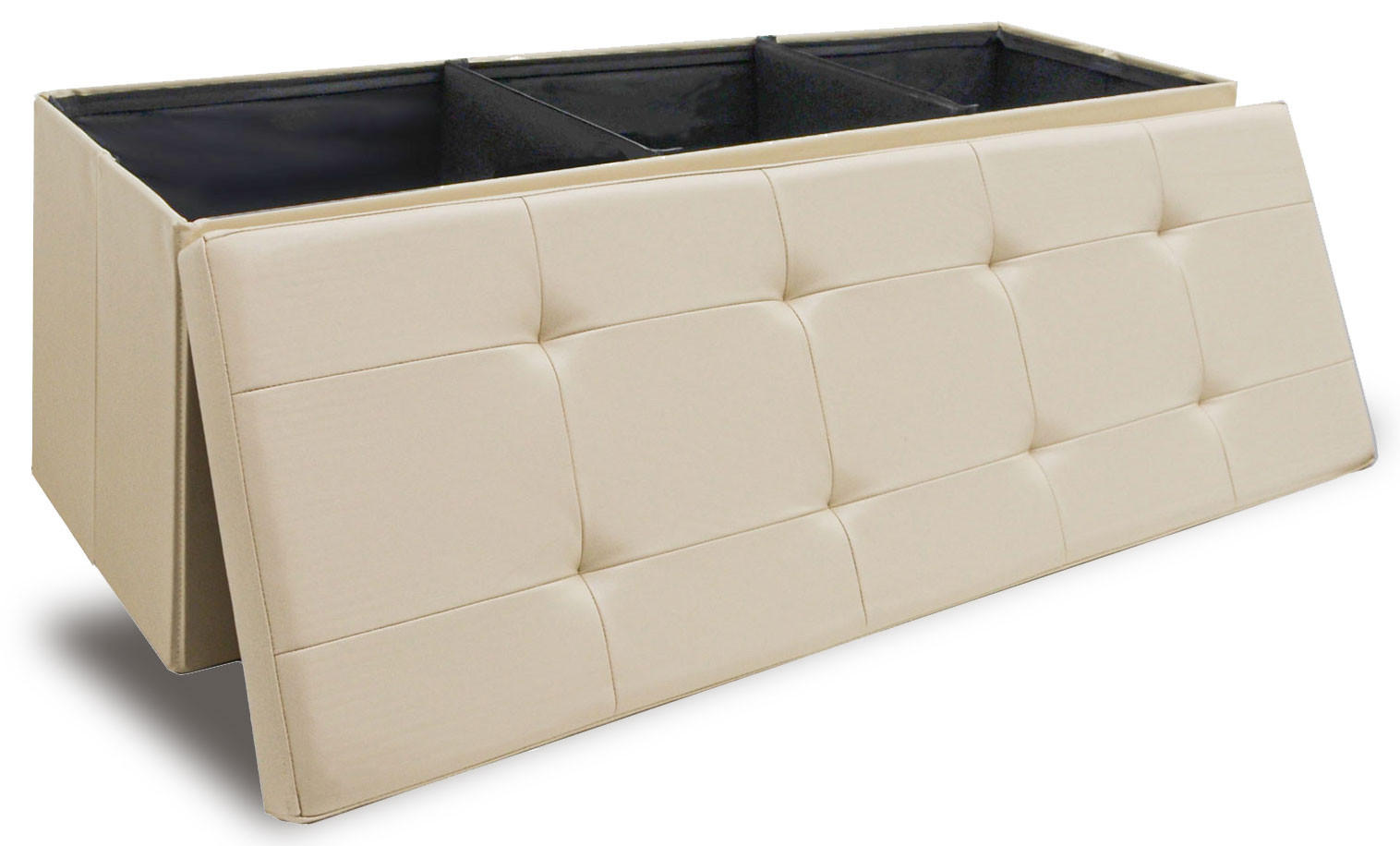 SITZBANK mit Stauraum, 110 cm, 120 Liter, Beige - Beige, Kunststoff (38/38/110cm) - Dunedesign