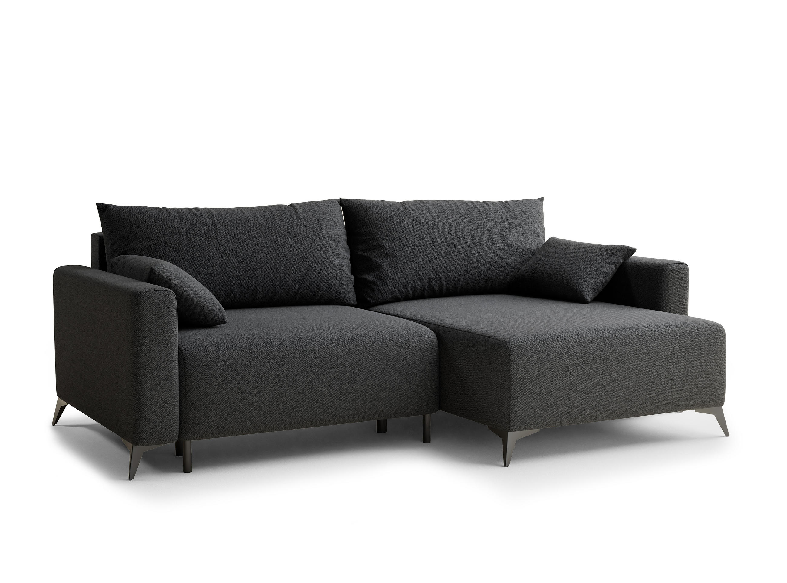 ECKSOFA MIT SCHLAFFUNKTION Leon Anthrazit Webstoff - Anthrazit/Schwarz, Holz/Holzwerkstoff (239/148cm) - Maison de Reve