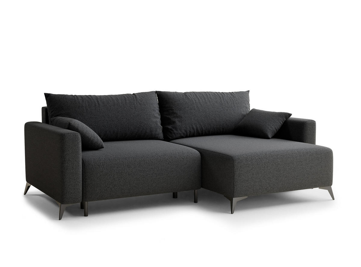 ECKSOFA MIT SCHLAFFUNKTION Leon Anthrazit Webstoff - Anthrazit/Schwarz, Holz/Holzwerkstoff (239/148cm) - Maison de Reve