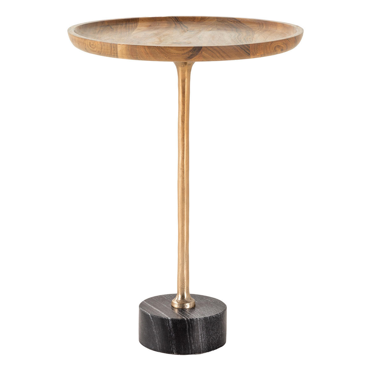 BEISTELLTISCH TRAYFUL rund Akazie 55cm - Goldfarben/Schwarz, Holz/Metall (40/40/55cm) - riess-ambiente