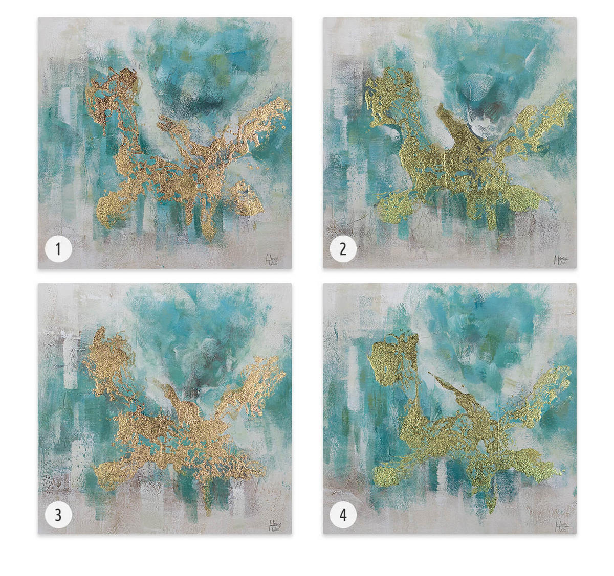 ACRYLBILD HANDGEMALT 60/60 cm - Blau/Goldfarben, Holz/Textil (60/60cm) - KUNSTLOFT