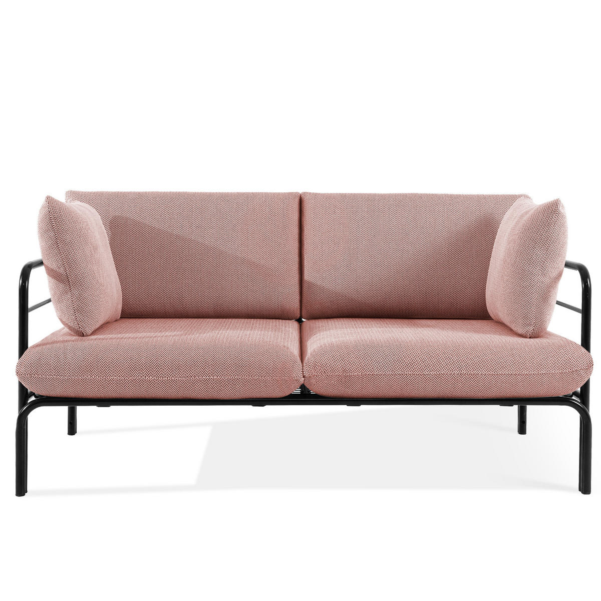 GARTENMÖBELSET RAMBE 4-tlg. 1x Tisch 2x Sessel 1x Sofa 2-Sitzer, mit Kissen, LOFT-STIL, Anthrazit - Anthrazit/Rot, Glas/Textil - KONSIMO®