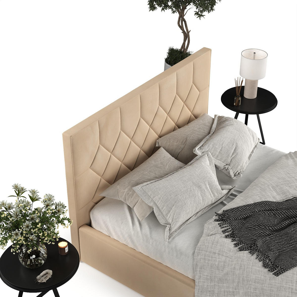 POLSTERBETT Brisa 140/200 cm Beige im Kronos Stoff - Beige/Schwarz, Holz/Holzwerkstoff (140/200cm) - AltaBeds