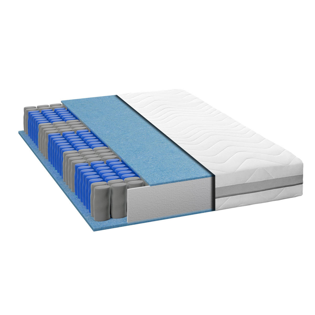 TASCHENFEDERKERNMATRATZE 180x200 - H3 H4 - 7-Zonen- 24 cm hoch - Weiß, Textil (180/200cm) - Mister Sandman