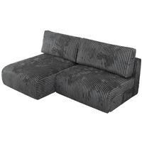 ECKSCHLAFSOFA VIVO L Dunkelgrau Cord - links - Dunkelgrau/Schwarz, Kunststoff/Textil (223/150cm) - MKS