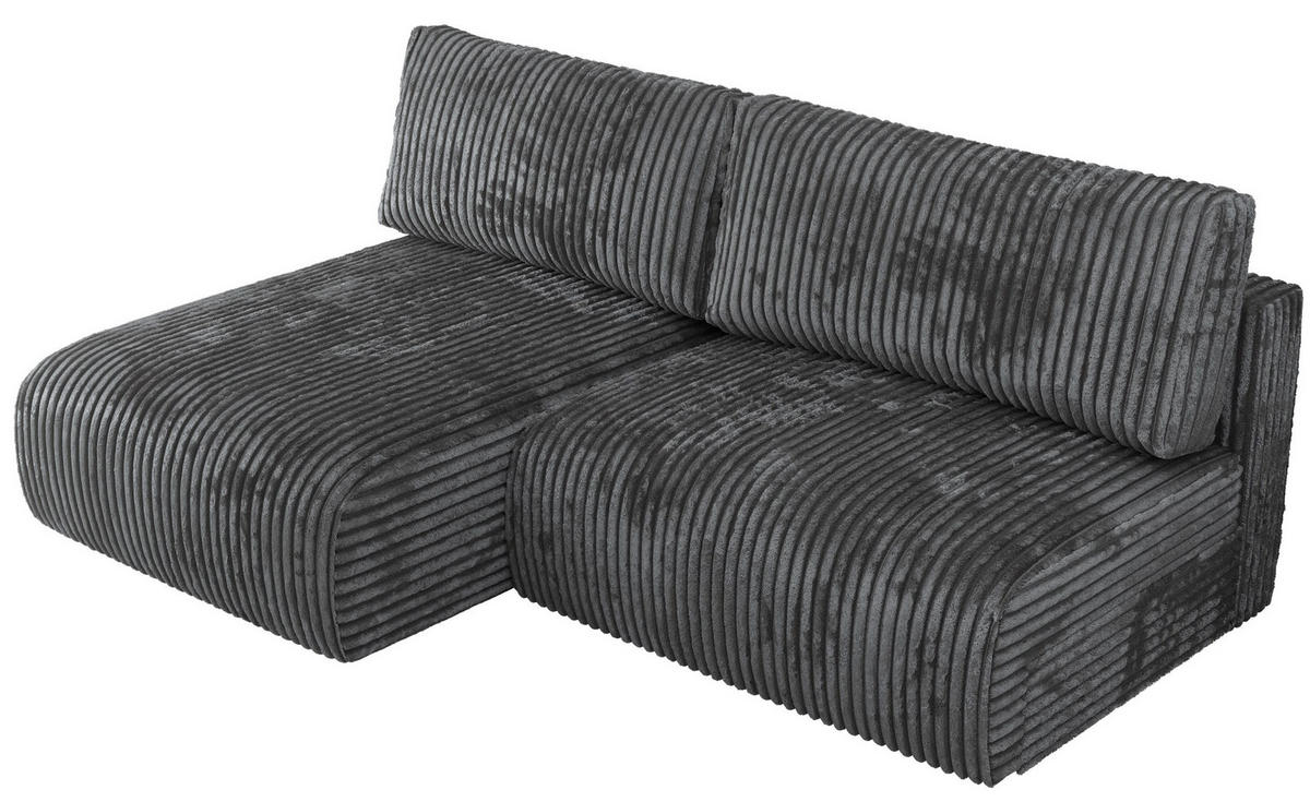 ECKSCHLAFSOFA VIVO L Dunkelgrau Cord - links - Dunkelgrau/Schwarz, Kunststoff/Textil (223/150cm) - MKS