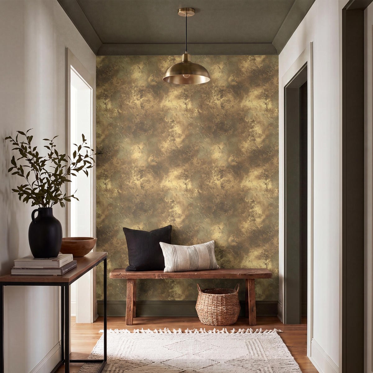 TAPETE - Antik - Metallic-Look - Gold - 160x220 cm - Messingfarben, Papier (160/220cm) - OnlyWow