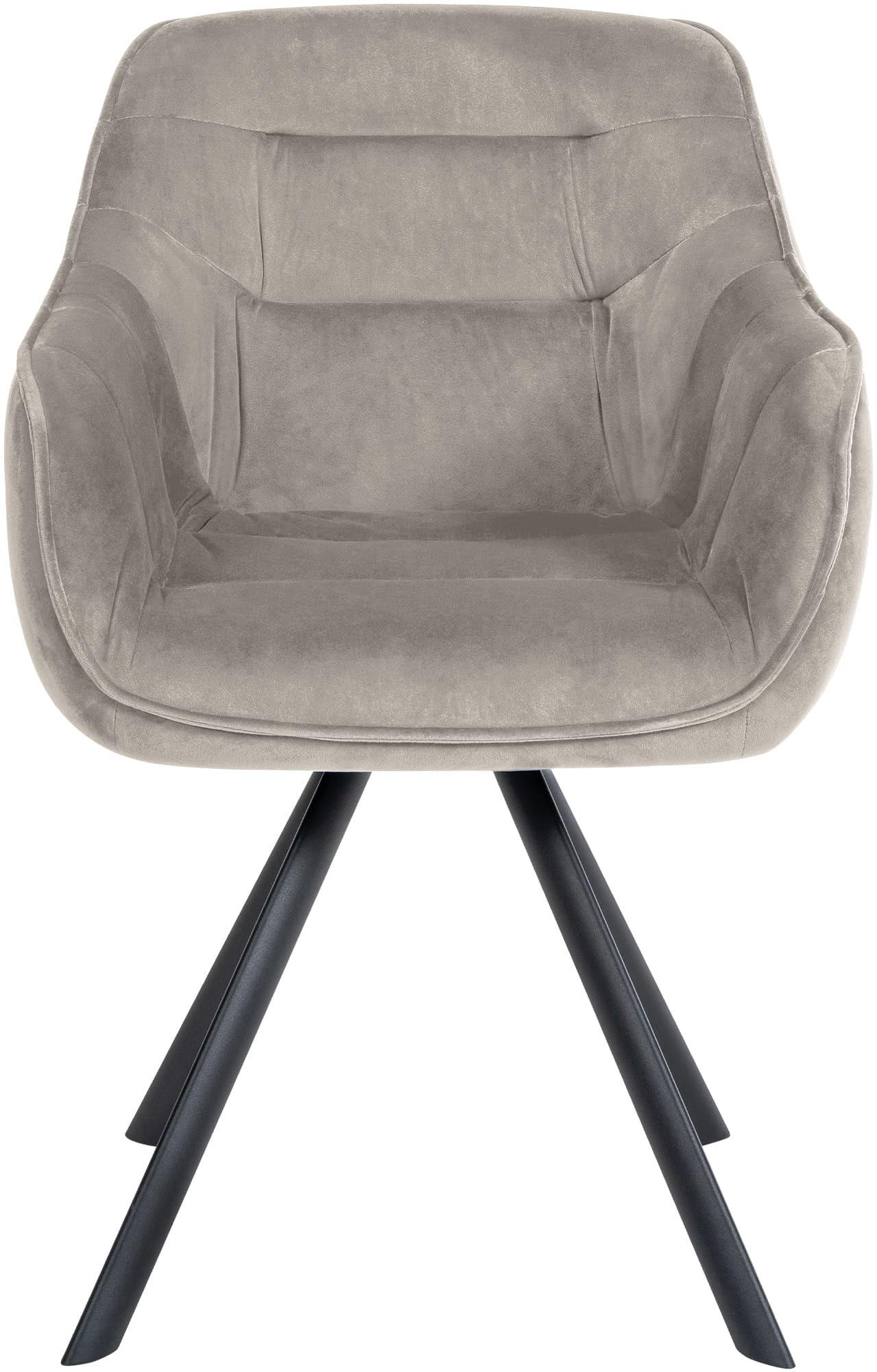 ARMLEHNENSTUHL Samt Grau - Schwarz/Grau, Textil/Metall (57/90/63cm) - CLP