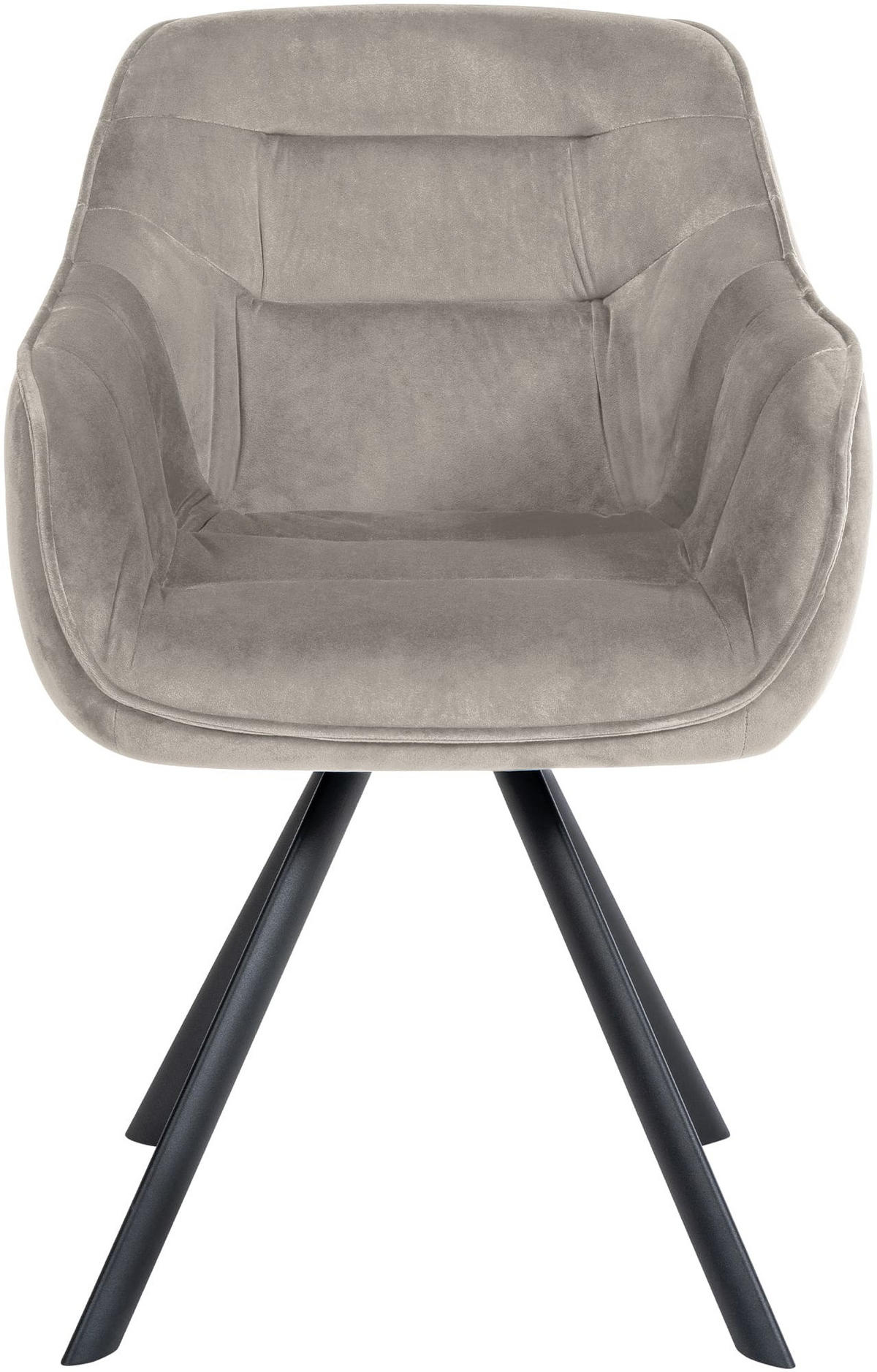 ARMLEHNENSTUHL Samt grau - Schwarz/Grau, Textil/Metall (57/90/63cm) - CLP