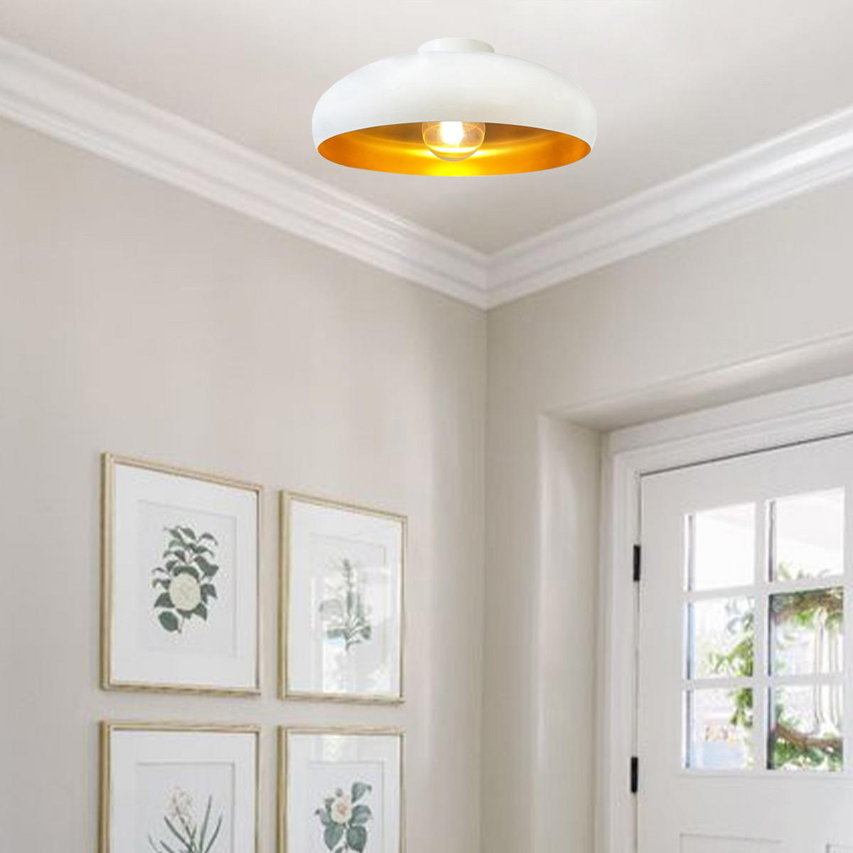 DECKENLEUCHTE Androa Lampe - Goldfarben/Weiß, Metall (40/40/20cm) - Bamyum