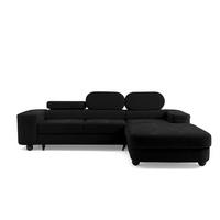 ECKSOFA LOVE L Rechts mit Schlaffunktion 124x210 Chenille Schwarz - Schwarz, Holz/Textil (205/284cm) - Muffo